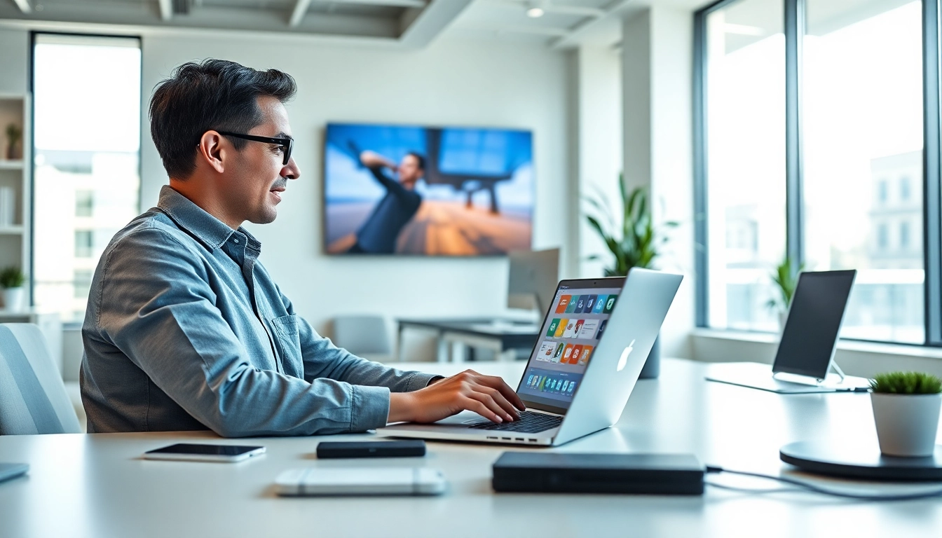 在现代办公环境中，专业人士在笔记本电脑上使用 WPS Office。