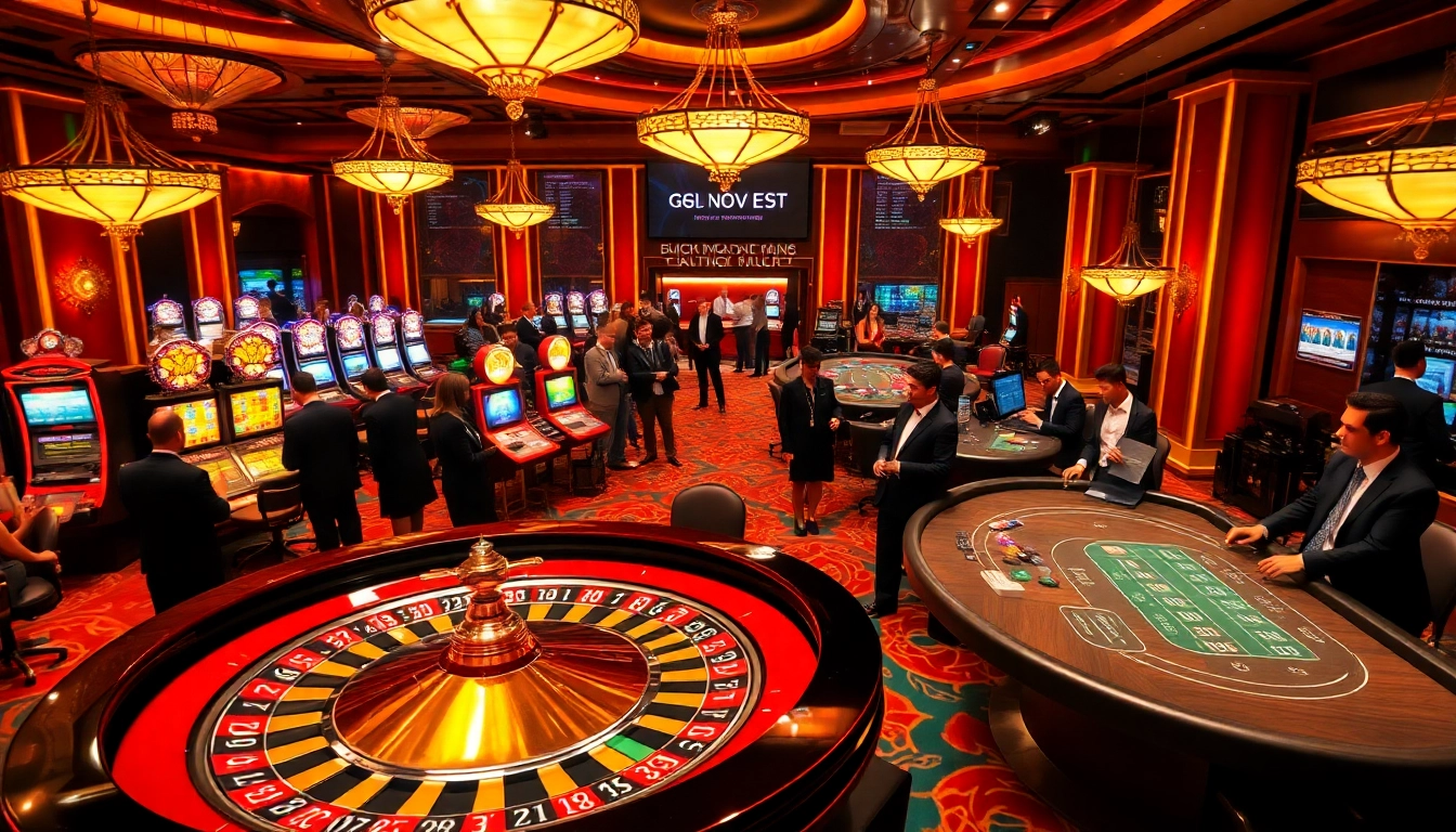 Exciting casino gaming scene highlighting Tập đoàn truyền thông TPJ, capturing luxury and strategic play.