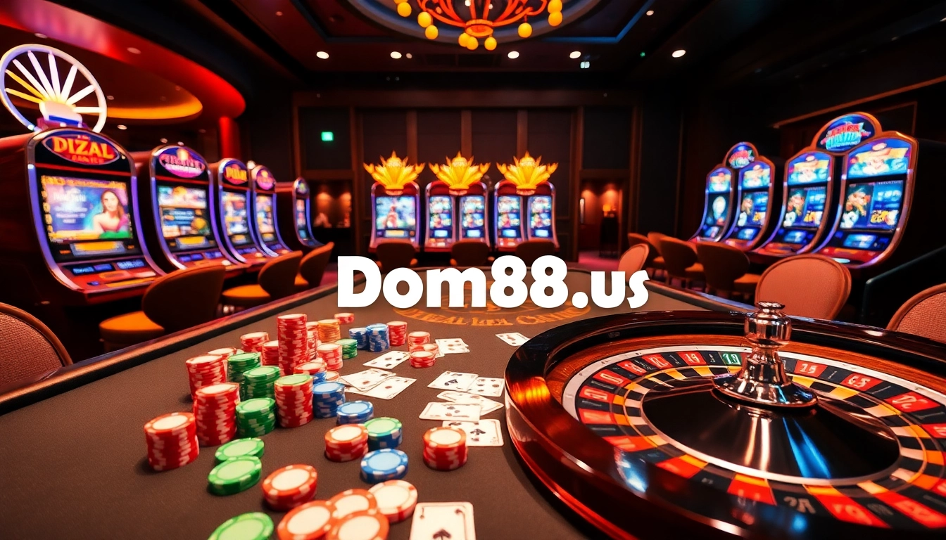 Experience the thrill of betting at dom88.us.com with vibrant casino tables and high-stakes games.
