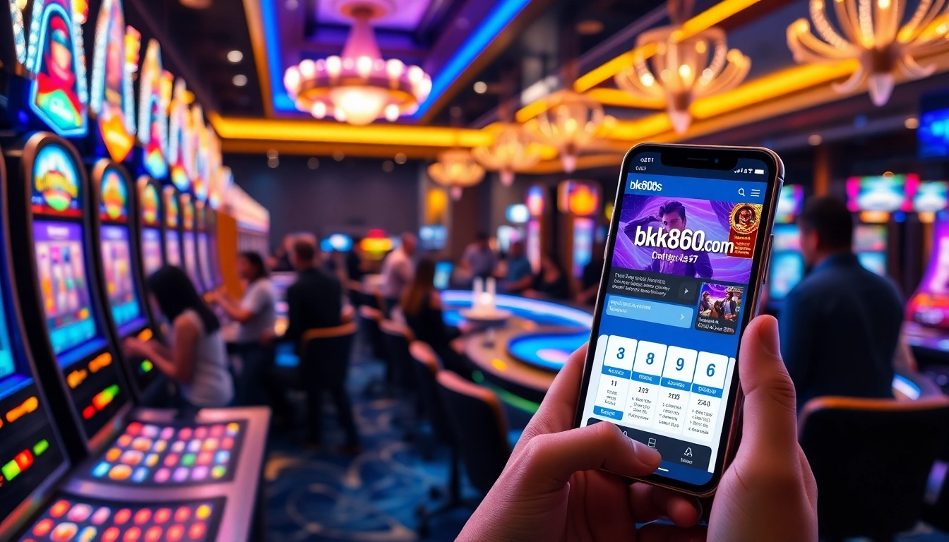 Experience the excitement of bk860s.com with vibrant casino scenes showcasing players and gaming action.