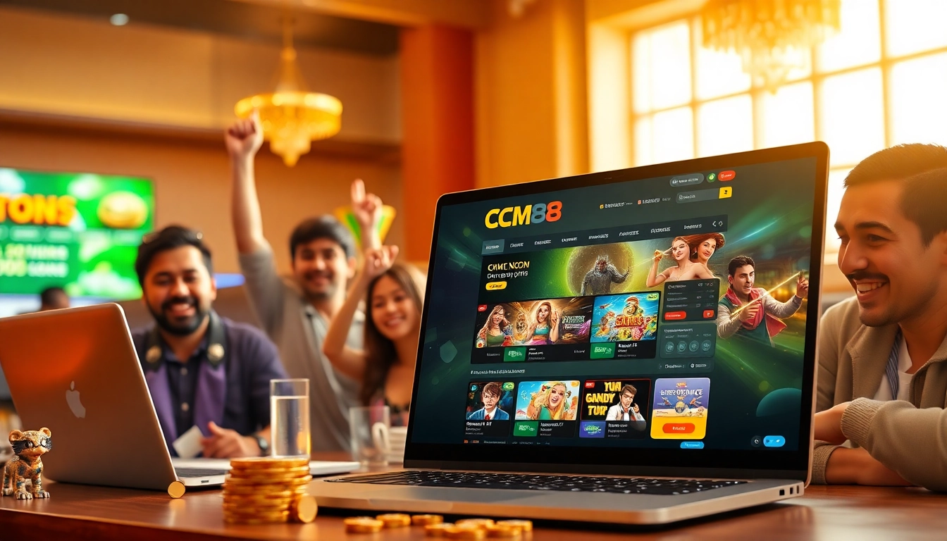 Experience the thrill of online betting with cm88.com, showcasing players enjoying various games in a vibrant digital environment.