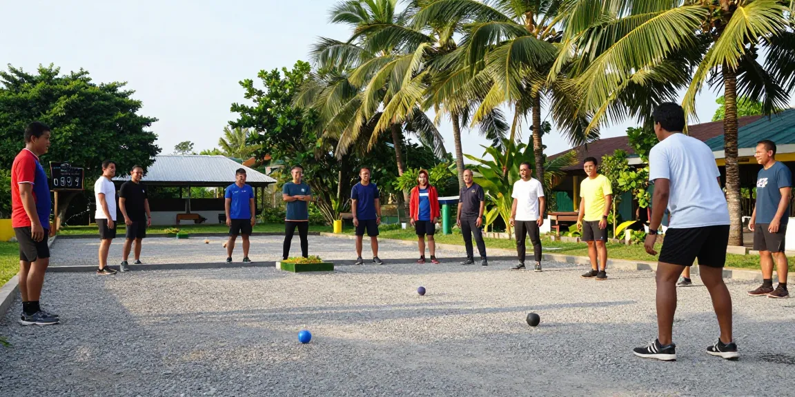 Engaging petanque players on outdoor court representing fopikotapalopo.org community spirit