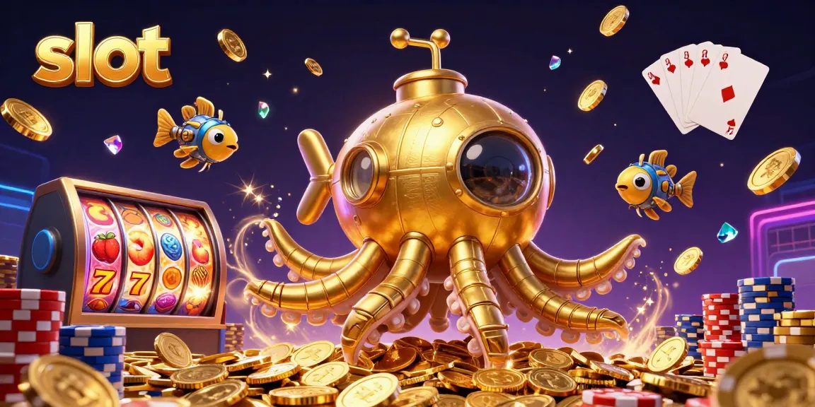 Unleash your luck with slot machines featuring golden krakens and vibrant gaming elements.