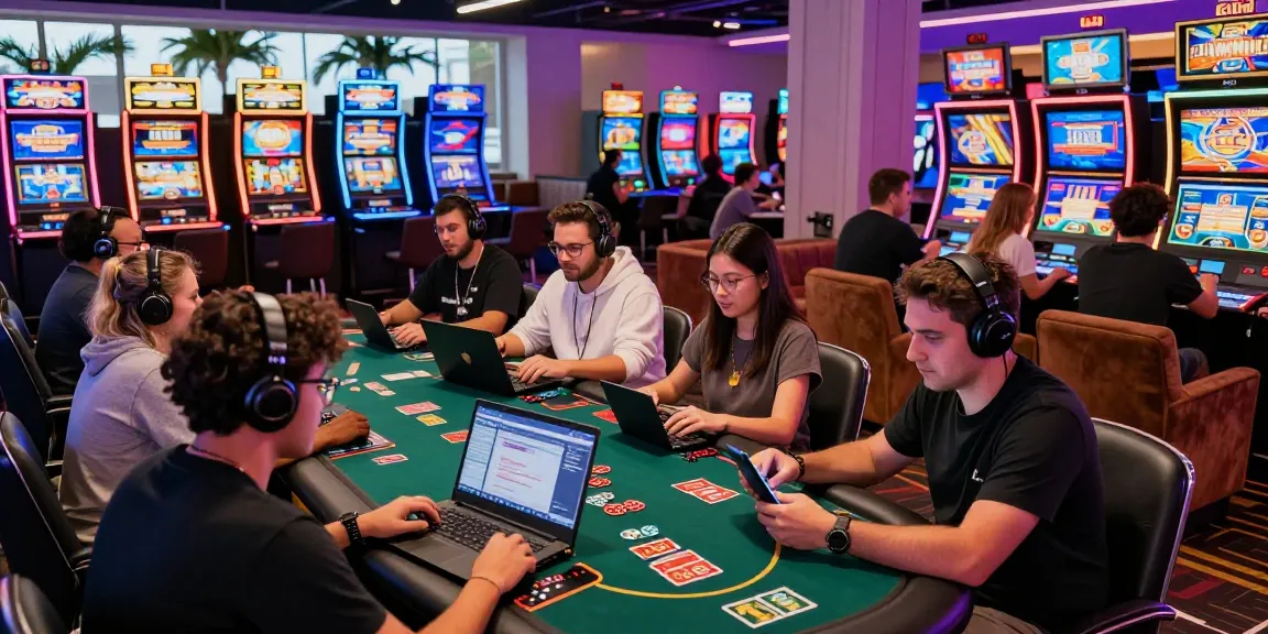 Players enjoying credit card casinos UK in a vibrant and dynamic environment, showcasing games and excitement.